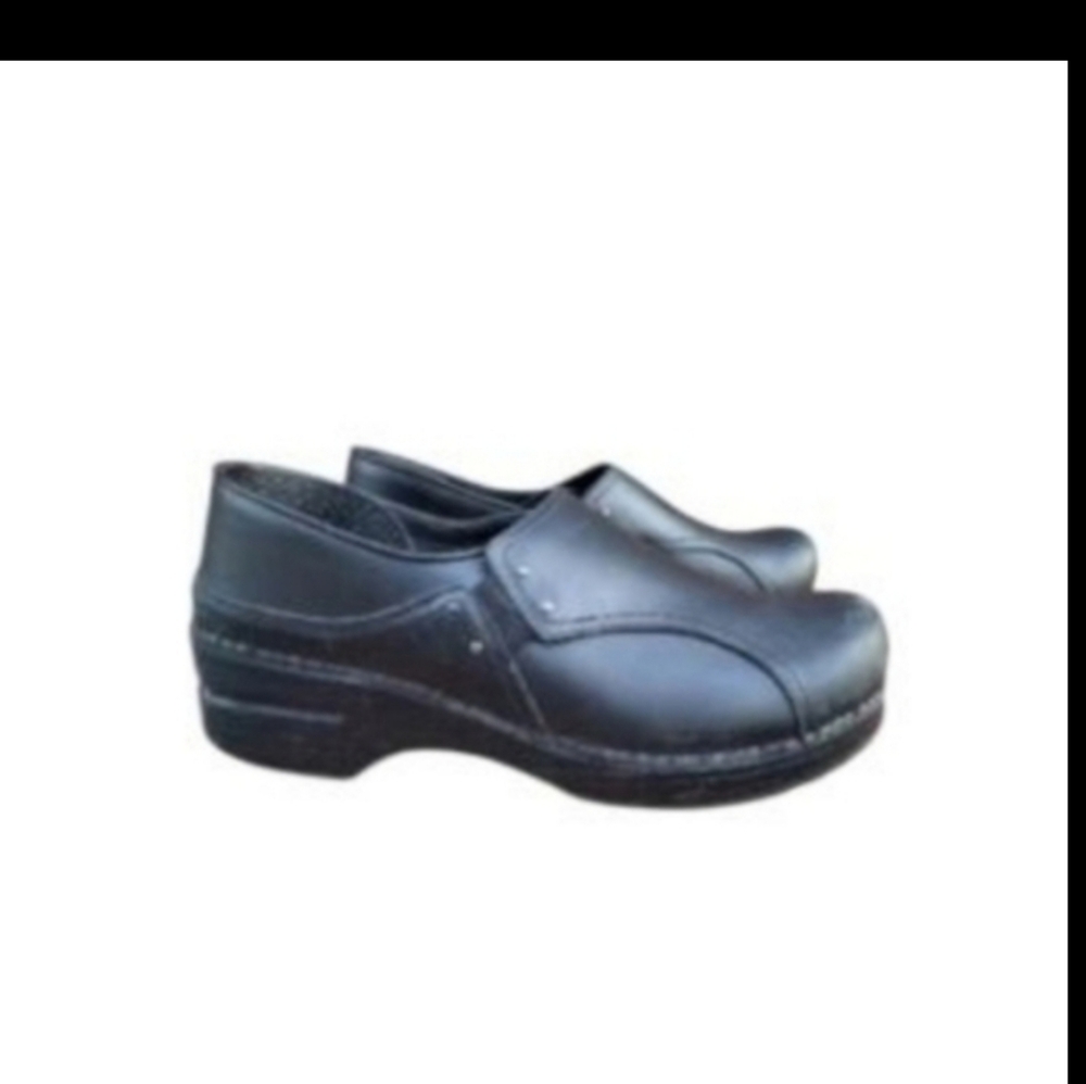 40 Dansko Phoebe Black Leather Slip On Loafer Clog Nurse Work Shoe Women 9.5 10